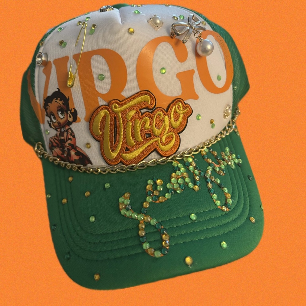 Virgo Season Green and White  Cap
